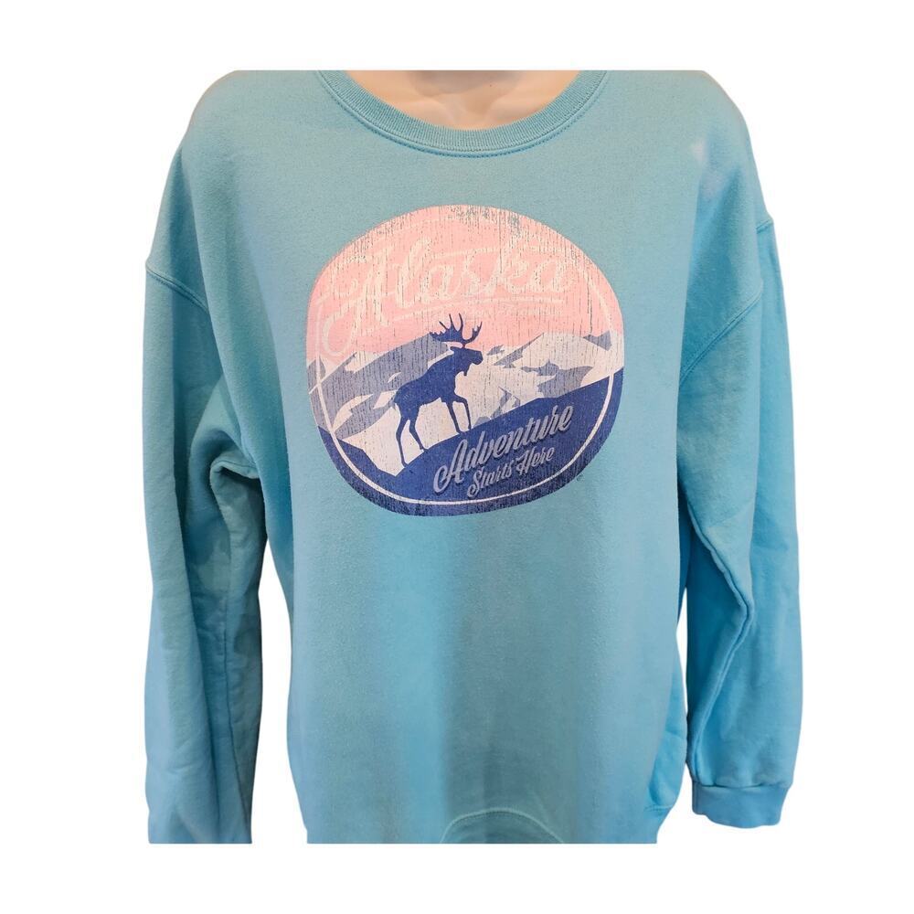 Alaska adventure crewneck travel sweater  vacation lounge comfy nublend M #